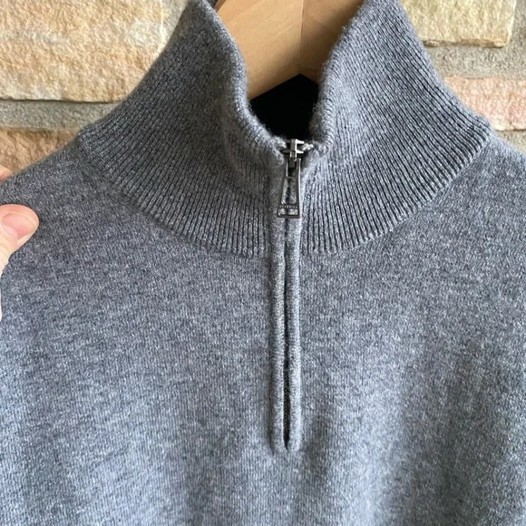 Belstaff Grey and Navy Striped Wool Quarter Zip Sweater Size S - Picture 5 of 8